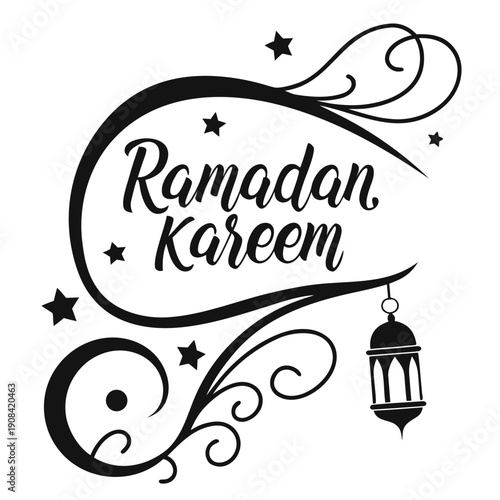 Elegant Arabic Calligraphy of Ramadan Kareem, Traditional Islamic Art