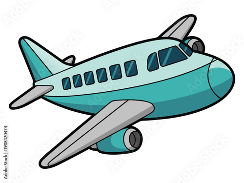 Airplane flying in sky vector illustration of commercial aircraft for travel and tourism concepts