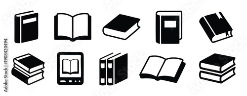 Book icons set. collection of library and education symbols for reading and knowledge concept