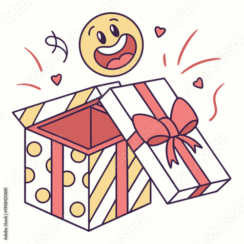 Happy Gift Box Emoji Icon - Surprise, Celebration, and Joyful Happiness