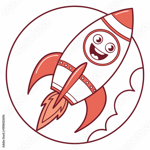 Happy Rocket Emoji Icon - Symbolizing Growth, Startup, and Success