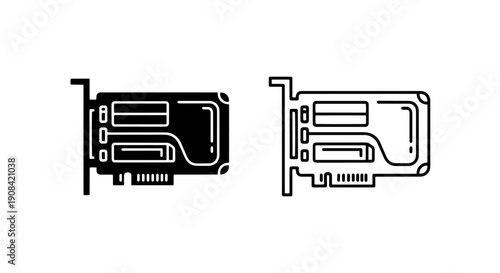 Graphics card icon - solid and outline versions