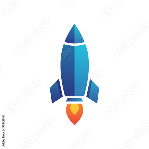 Rocket, Modern Rocket Launch Icon with Gradient Flame Startup Growth 