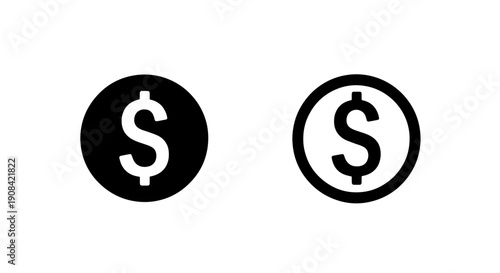 Simple Dollar Coin Icon for Currency Finance Payment and Economic Concepts