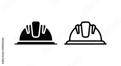 Construction Hard Hat Icon Set - Safety, Worker, Engineering, and Building Symbol