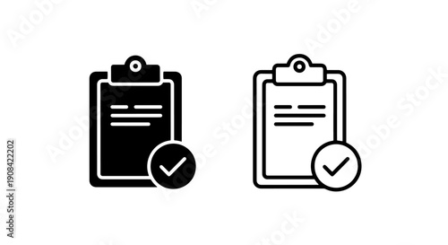Verified Checklist Clipboard Icon Set - Task Completion, Approval, and Document Confirmation Symbol