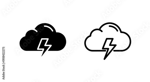 Storm Cloud with Lightning Bolt Icon for Weather Forecasts and Electricity Concepts