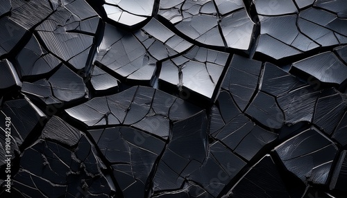 Shattered Black Surface With Intricate Cracks