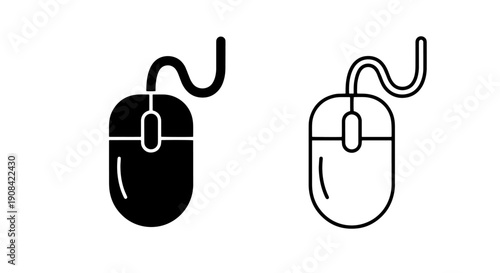 Classic Wired Computer Mouse Vector Icon for Cursor Navigation