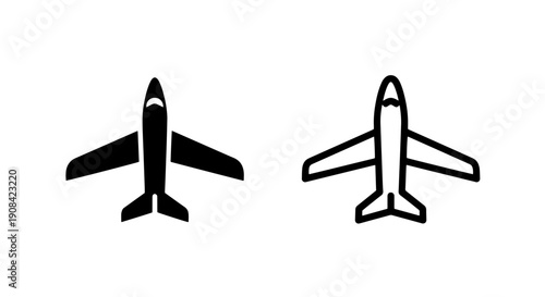 Small Private Jet Airplane Icon Set for Quick Business Travel and Regional Flights