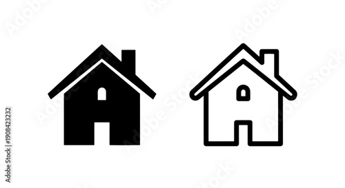 Simple House Icon Set for Real Estate, Home Search, and Residential Property Applications