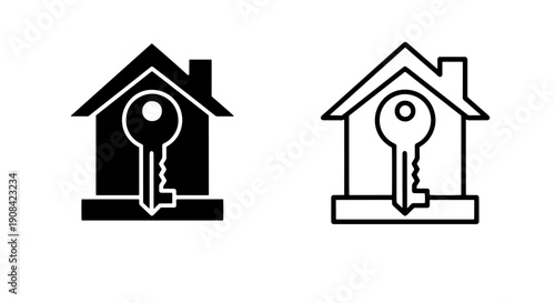 House Key Icon Set for Real Estate, Property Ownership, and Home Security Concepts