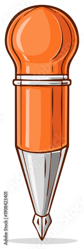 Orange fountain pen illustration Writing calligraphy instrument drawing