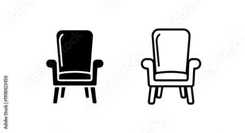 Classic Armchair Icon Set: Comfortable Living Room Seating, Lounge, and Home Furniture Vector