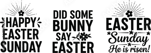 Easter sunday graphic designs with bunny and floral motifs