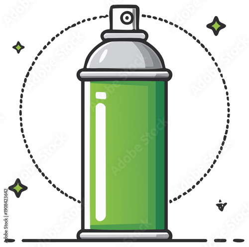 Vibrant Green Spray Can Vector Illustration with Shimmering Detail