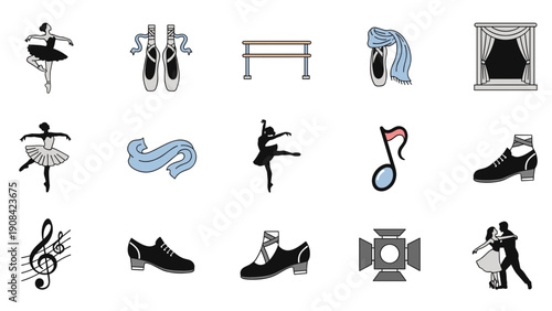 Collection of various ballet and dance icons