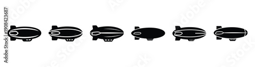 Vector set illustration of blimp icons. Simple transport silhouette icon design collection.