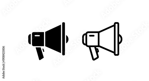 Megaphone Speaker Icon Set: Announcement, Marketing, Promotion, and Public Relations Symbol Vector