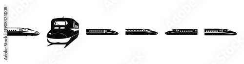 Foto Vector set illustration of bullet train icons