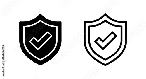 Security Shield with Checkmark Icon: Verified Protection and Trust Symbol