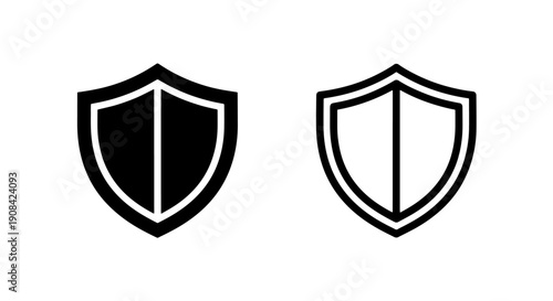 Security Shield Icon Set: Solid Glyph and Outline for Protection and Digital Safety