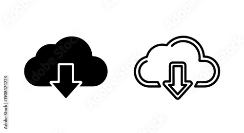 Cloud Data Download Icon for Online Storage and Digital Information Transfer