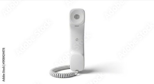 White Telephone Handset on Minimalist Background with Corded Design