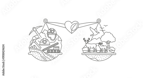Illustration of two contrasting environments connected by a heart.