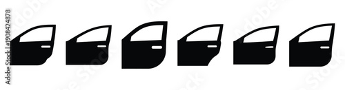 Vector set illustration of car door icons. Simple transport silhouette icon design collection.