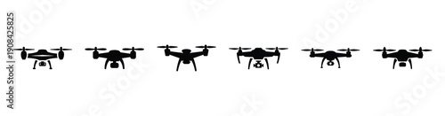 Vector set illustration of drone icons. Simple transport silhouette icon design collection.