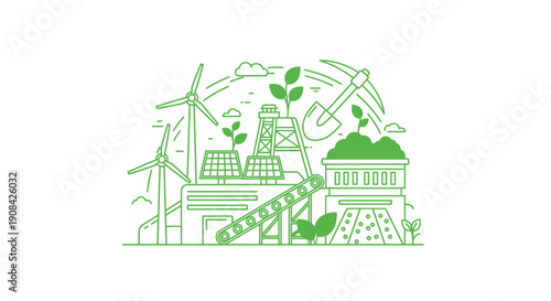 Sustainable Energy and Eco Friendly Environment Illustration.