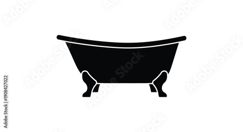 A striking black silhouette depicts a classic clawfoot bathtub evoking a sense of relaxation and vintage style silhouette