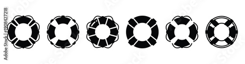 Vector set illustration of life buoy icons. Simple transport silhouette icon design collection.