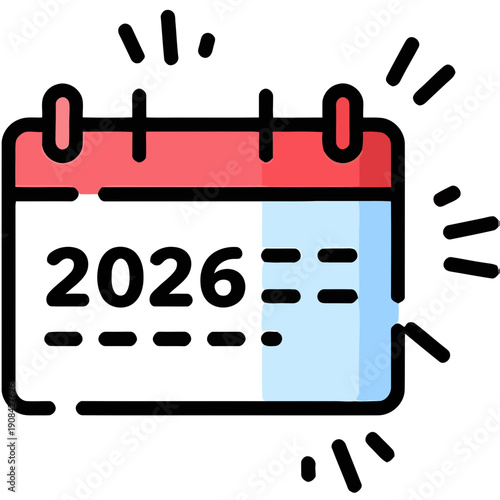 2026 Calendar Vector Illustration Flat Design Icon for Future Planning and Business Schedule