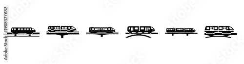 Photos Vector set illustration of monorail icons