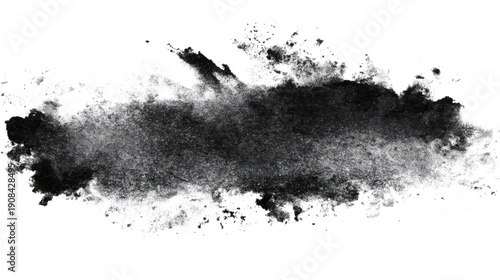 Charcoal smudge stains texture, isolated on a white background
