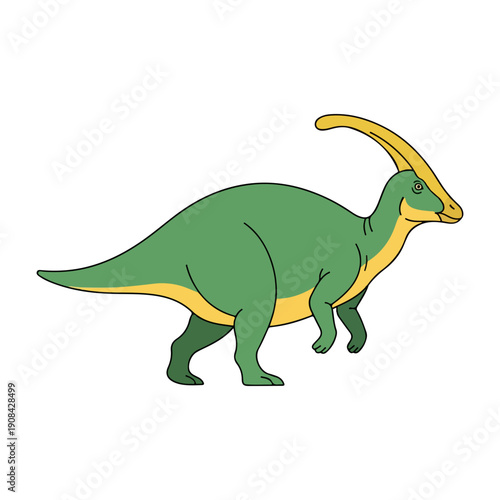 Cartoon Parasaurolophus Dinosaur Vector Isolated