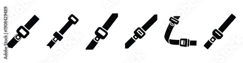Vector set illustration of seat belt icons. Simple transport silhouette icon design collection.