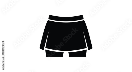 A simple black silhouette depicts a woman s torso and lower body wearing a two piece swimsuit or bathing suit