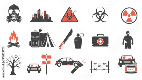 Collection of various disaster and emergency icons