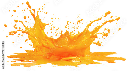 Orange juice splash stains, isolated on a white background
