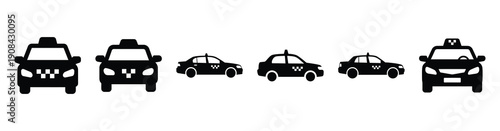 Vector set illustration of taxi icons. Simple transport silhouette icon design collection.