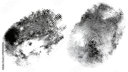 Ink fingerprint smudge stains, isolated on a white background