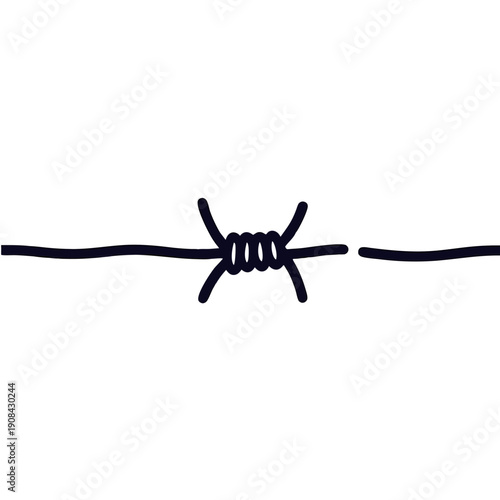 Barbed Wire Vector Illustration, Simple Hand-Drawn Style Graphic Isolated on White Background, Representing Security, Boundaries, Restriction, and Danger Concepts for Design.
