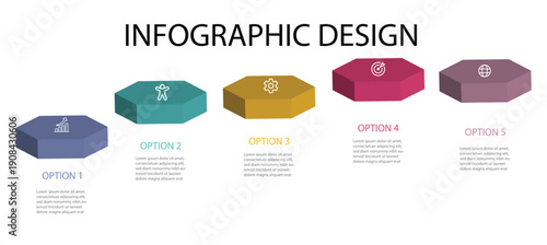 Infographic design template. Creative concept with 5 steps . 3D Circle Layer Infographic Design. Creative concept for isometric infographic. 