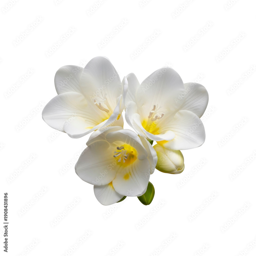 Fototapeta premium White freesia flowers On Transparent Background