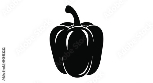 A striking black silhouette depicts a vibrant bell pepper showcasing its form and details silhouette high quality professional detailed