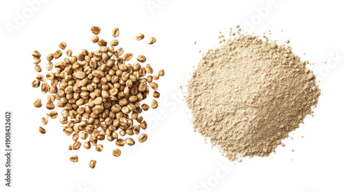 Wallpaper Mural Organic bajra grains and bajra powder overhead side by side on transparent background Torontodigital.ca