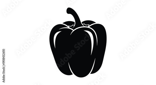 A striking black silhouette of a bell pepper showcasing its distinct shape and vibrant form a vegetable silhouette